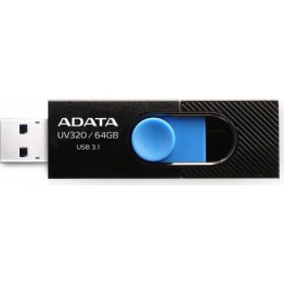 Stick memorie USB AData UV320, 64 GB, USB 3.2, Negru/Abastru